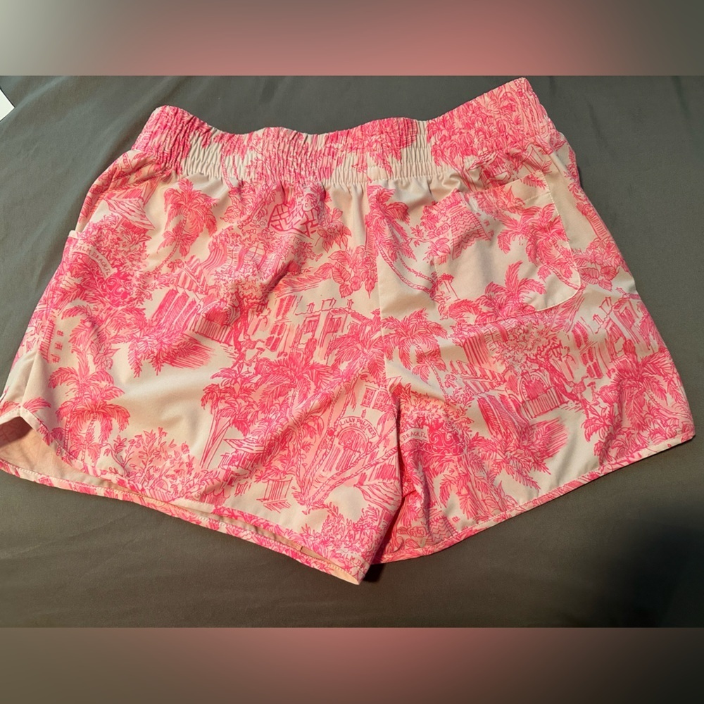 LILLY PULITZER PINK AND WHITE LUXLETIC SHORTS - Picture 2 of 2